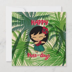 Aloha Honeys Kerstvakantie Hula Meisje Palmen Feestdagenkaart
