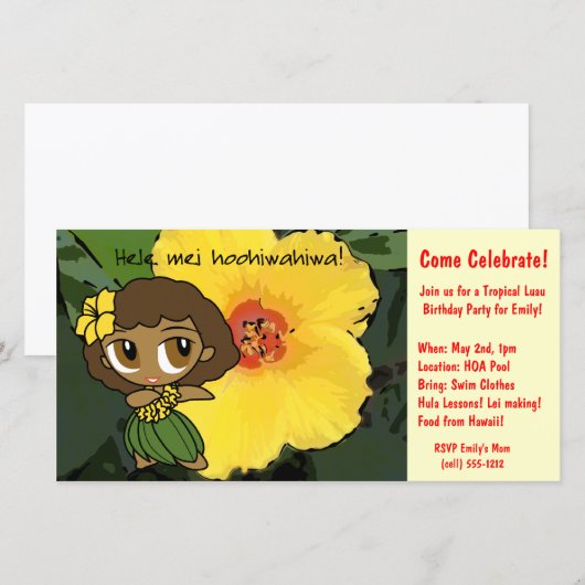 Aloha Honeys Luau Invite (Voorkant / Achterkant)