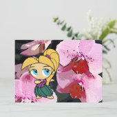 Aloha Honeys Luau Invite Card - Blond Hula Girl Kaart (Staand voorkant)
