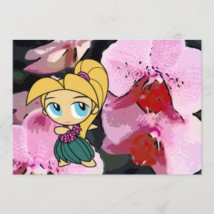 Aloha Honeys Luau Invite Card - Blond Hula Girl Kaart