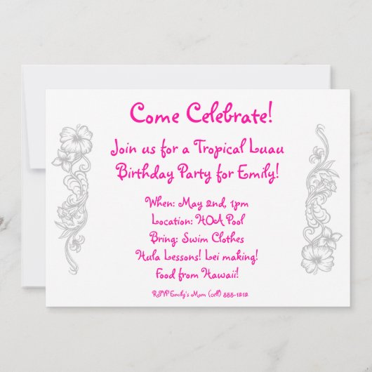 Aloha Honeys Luau Invite Card Kaart (Achterkant)