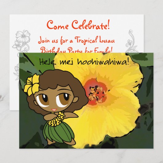 Aloha Honeys Luau Invite Card Kaart (Voorkant / Achterkant)