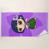 Aloha Honeys Paars Hula Girl Hawaiian Hibiscus Strandlaken (Voorkant)