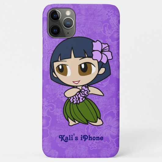 Aloha Honeys Paarse Hula Meisje Hawaiian Hibiscus Case-Mate iPhone Case (Achterkant)