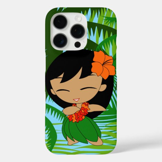 Aloha Honeys Palms Hawaiian Black Hair Hula Girl Case-Mate iPhone Case (Achterkant)