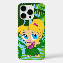 Aloha Honeys Palms Hawaiian Blond Hair Hula Girl C iPhone 16 Pro Hoesje