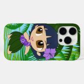 Aloha Honeys Palms Hawaiian Blue Hair Hula Girl C Case-Mate iPhone Case (Achterkant (horizontaal))
