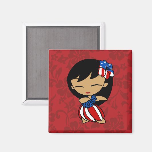 Aloha Honeys Patriottische Hula Meisje Magneten (Voorkant / Achterkant)
