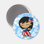 Aloha Honeys Patriottische Hula Meisje Magneten (Voorkant / Achterkant)