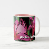 "Aloha Honeys" Plumeria-Mok Tweekleurige Koffiemok (Voorkant rechts)