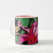 "Aloha Honeys" Plumeria-Mok Tweekleurige Koffiemok (Voorkant links)
