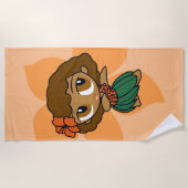 Aloha Honeys Sinaasappel Hula Girl Hawaiian Hibisc Strandlaken (Voorkant)