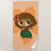 Aloha Honeys Sinaasappel Hula Girl Hawaiian Hibisc Strandlaken (Voorkant)