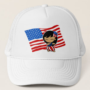 Aloha Honeys USA Flag Hula Girl Petten