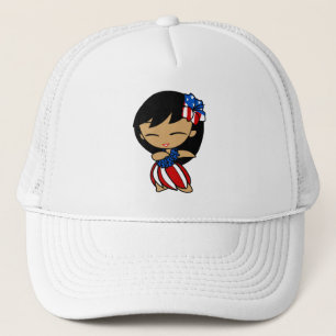 Aloha Honeys USA Flag Hula Girl Petten