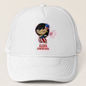 Aloha Honeys USA Flag Hula Girl Petten (Voorkant)