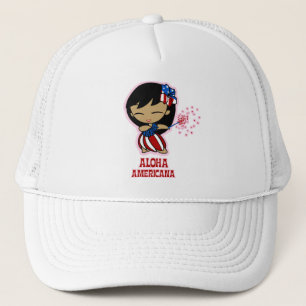 Aloha Honeys USA Flag Hula Girl Petten