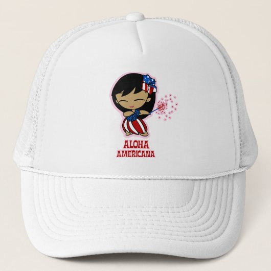 Aloha Honeys USA Flag Hula Girl Petten (Voorkant)