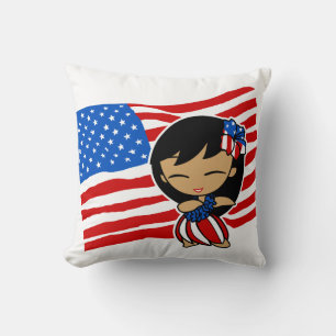 Aloha Honeys USA Flag Hula Meisje Decoratieve Kuss Kussen