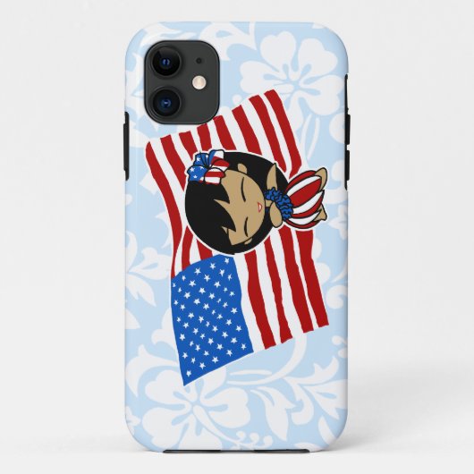 Aloha Honeys USA Flag Hula Meisje iPhone 5 Hoesje (Achterkant)