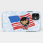 Aloha Honeys USA Flag Hula Meisje iPhone 5 Hoesje (Achterkant (horizontaal))