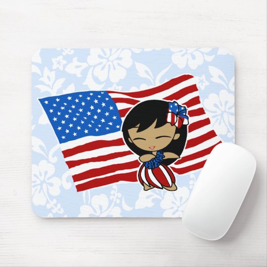Aloha Honeys USA Flag Hula Meisje Muismatten (Met muis)