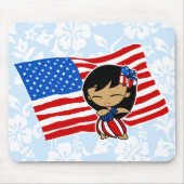 Aloha Honeys USA Flag Hula Meisje Muismatten (Voorkant)