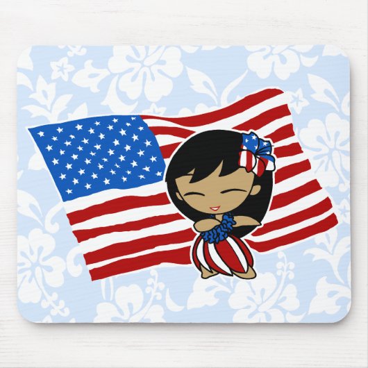 Aloha Honeys USA Flag Hula Meisje Muismatten (Voorkant)