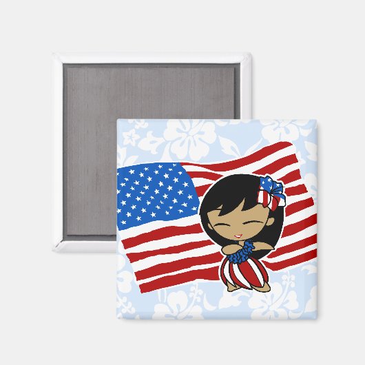 Aloha Honeys USA Vlag Hula Meisje Magneten (Voorkant / Achterkant)