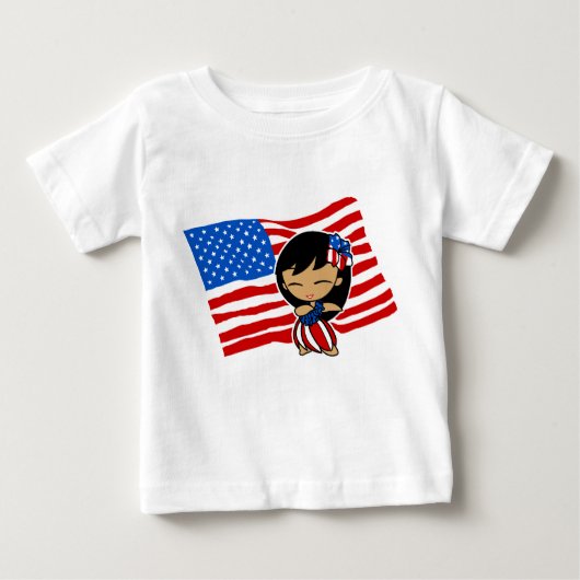 Aloha Honeys USA Vlag Hula Meisje T-shirts (Voorkant)