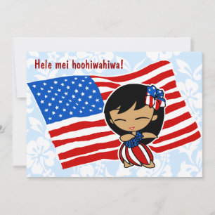 Aloha Honeys USA Vlag Hula Meisje Uitnodigingen