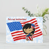 Aloha Honeys USA Vlag Hula Meisje Uitnodigingen (Staand voorkant)