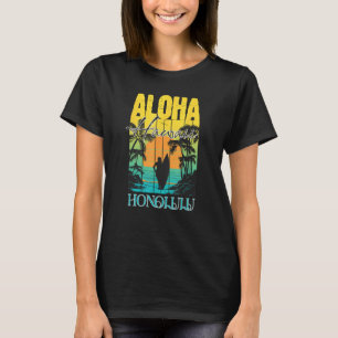 Aloha Honolulu Oahu Hawaï Surfer Zonsondergang Wai T-shirt