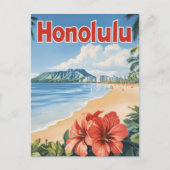 Aloha Honolulu Vintage Reisposter Briefkaart (Voorkant)