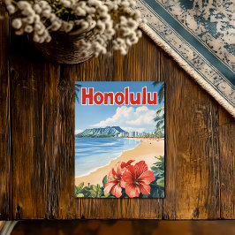 Aloha Honolulu Vintage Travel Poster Briefkaart