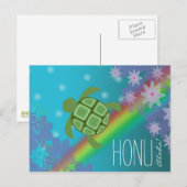 Aloha Honu Beauful Zee Turtle Rainbow en Flower Briefkaart (Voorkant / Achterkant)
