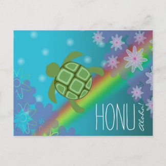 Aloha Honu Beauful Zee Turtle Rainbow en Flower Briefkaart