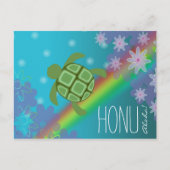 Aloha Honu Beauful Zee Turtle Rainbow en Flower Briefkaart (Voorkant)