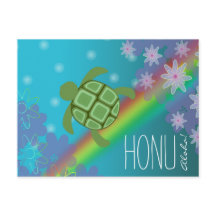 Aloha Honu Beauful Zee Turtle Rainbow en Flower
