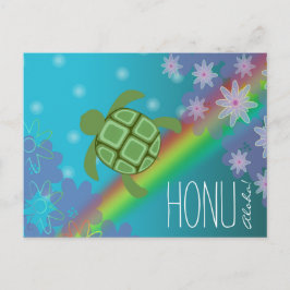 Aloha Honu Beauful Zee Turtle Rainbow en Flower Briefkaart