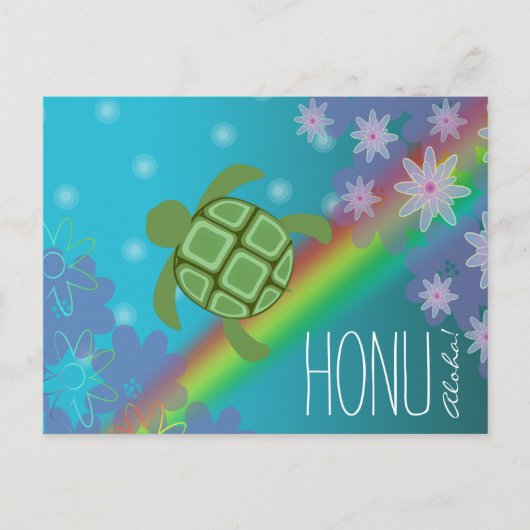 Aloha Honu Beauful Zee Turtle Rainbow en Flower Briefkaart (Voorkant)
