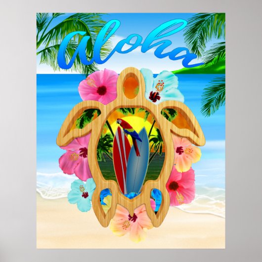 Aloha Honu Sea Turtle 2 Poster (Voorkant)