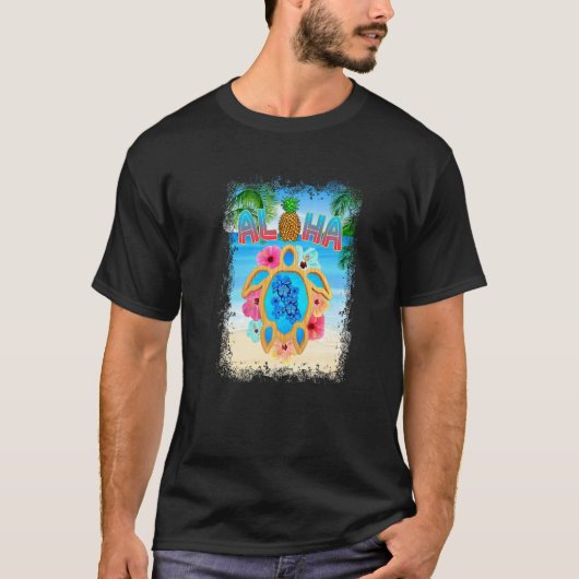 Aloha Honu Tropical Turtle Hawaii Vacation T-shirt (Voorkant)