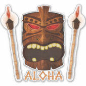 Aloha Houten Tiki Torches Hawaïaanse tropische zom Sticker (Voorkant)