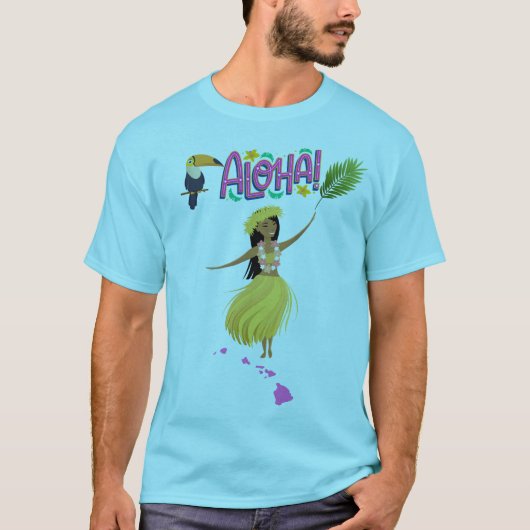 Aloha Hula Dancer met Tropical Toucan T-shirt (Voorkant)