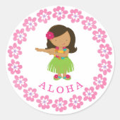 Aloha Hula Dancer Ronde Sticker (Voorkant)