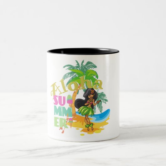 Aloha Hula Girl Coffee Cup Tweekleurige Koffiemok (Center)