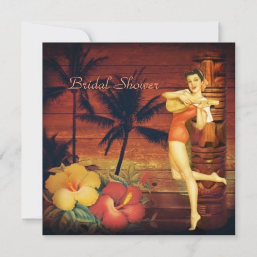 Aloha Hula Girl hawaii retro strand vrijgezellenfe Kaart (Voorkant)