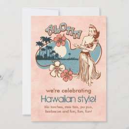 Aloha Hula Girl Party Invitation Kaart