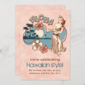 Aloha Hula Girl Party Invitation Kaart (Voorkant / Achterkant)